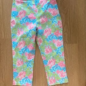 Key West Women's Capri Pant In A  Whimsical Pink Lion Pattern